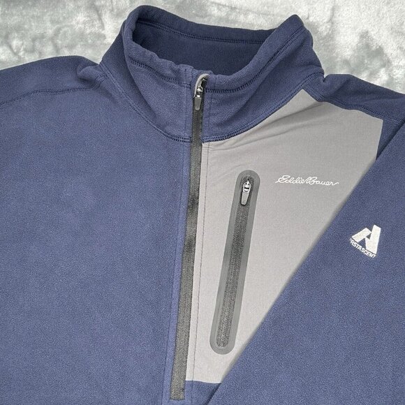 Eddie Bauer Half Zip Fleece Mens XL First Ascent Zip Pocket Blue Gray Outdoors - Picture 1 of 12